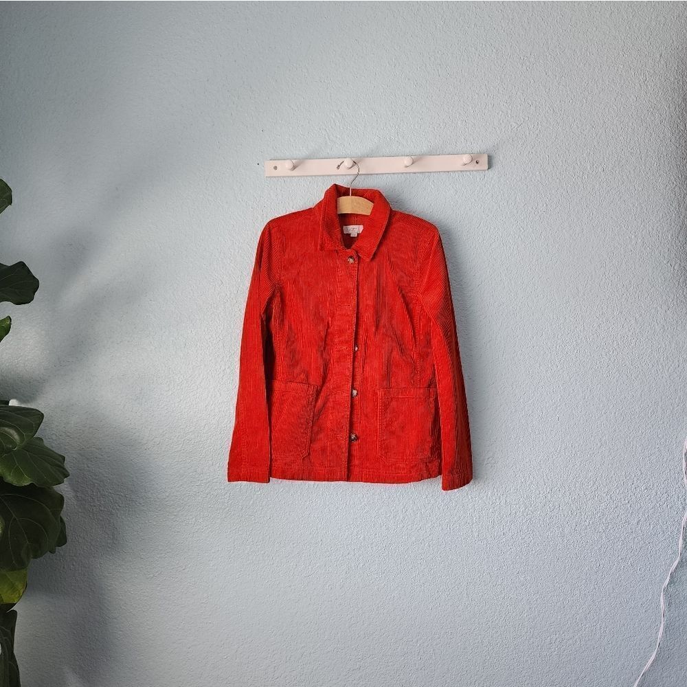 LOFT corduroy button front pockets boxi long sleeve shaket - Picture 2 of 13